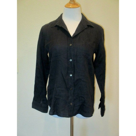 UNITED ARROWS Green Label Relaxing Blouse Bluish Black Button Front Women 40 - Picture 1 of 5